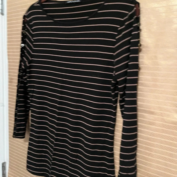 CABLE & GAUGE~STRIPED BLOUSE~S-M - Picture 4 of 5